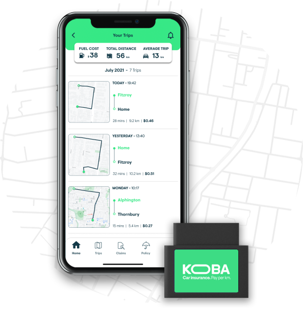 KOBA Insurance app and KOBA Rider