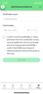 KOBA Billing_ card payment screen